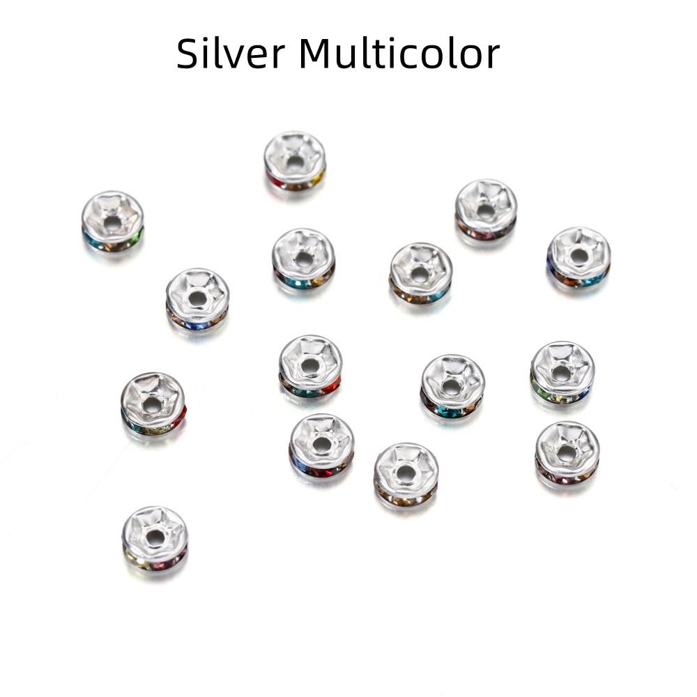 50pcs/lot 4 6 8 10mm Rhinestone Rondelles Crystal Bead Loose Spacer Beads for DIY Jewelry Making Accessories Supplie