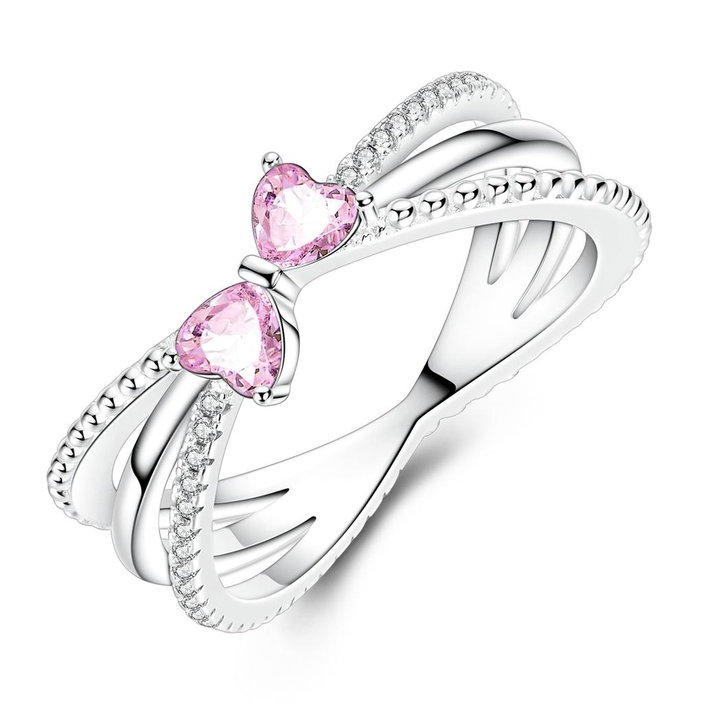 New In Authentic copper Ring for Women Gold Plated Pink Heart Zircon CZ Finger Ring copper Authentic Jewellery Wedding