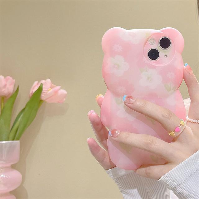 Ins Япония милый 3d мультфильм медведь цветок чехол для телефона для Iphone 13 12 11 Pro Xs Max X Xr мультфильм животных противоударная мягкая задняя крышка