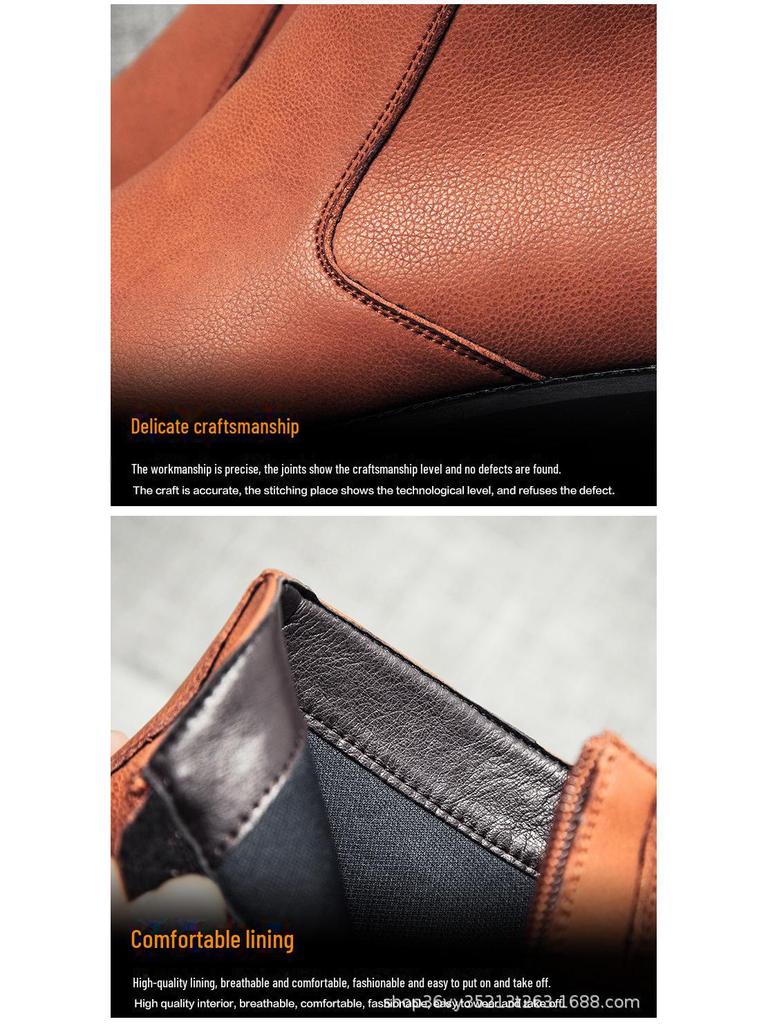 Men's Trendy Mid-Cut Zipper Chelsea Boots – Pointed Toe, Cotton Lined, Perfect for Business and Winter Fashion.