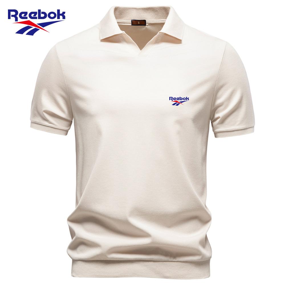 Reebok Новая вышитая рубашка-поло из тенсела Весна/Лето 2026, Шелковистая и струящаяся, Деловой стиль, Воротник-поло (Seagull Collar), Мужская рубашка-поло
