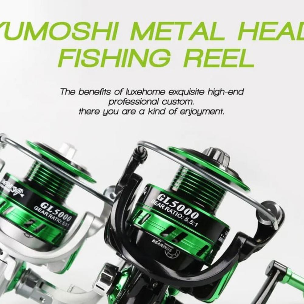 Новая рыболовная катушка для спиннинга 12BB 5.5:1 цельнометаллическая катушка Baitcaster рыболовная катушка для спиннинга серебристая и черная серия 1000-7000