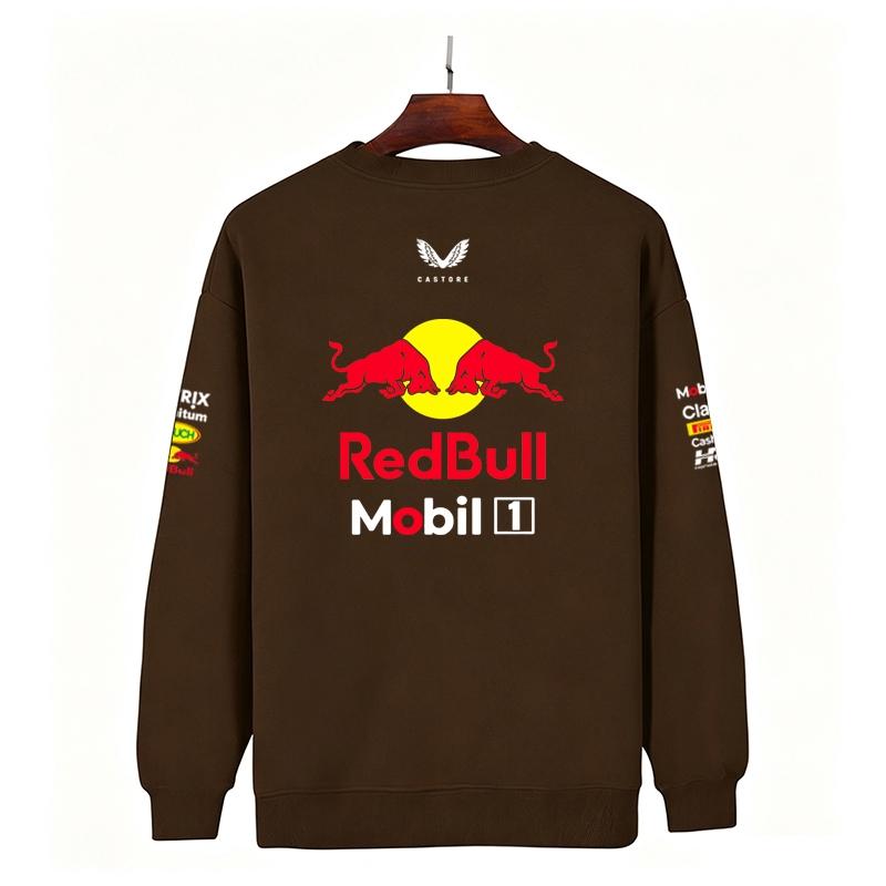 Мужчины Женщины Утепленный Осенний и Зимний Свитшот с Принтом F1 Red Bull Racing Круглый Вырез Повседневный Свободный С Длинным Рукавом Пуловер Спортивный Уличная Одежда
