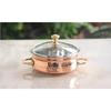 Steel Copper Handi Bowl with Glass Lid, for Serving Dishes, Tableware, Kitchenware for Home and Restaurant 500 ML