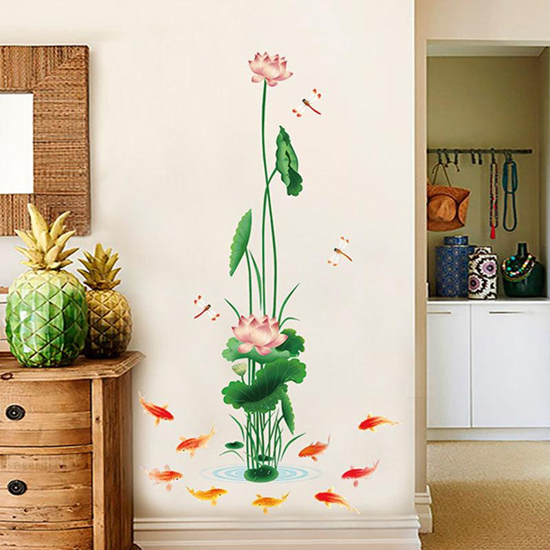 Цветочные наклейки Гостиная Стена Фон Наклейки На Стены Спальня Комната Стены Украшения Наклейки Обои Самоклеящиеся Наклейки