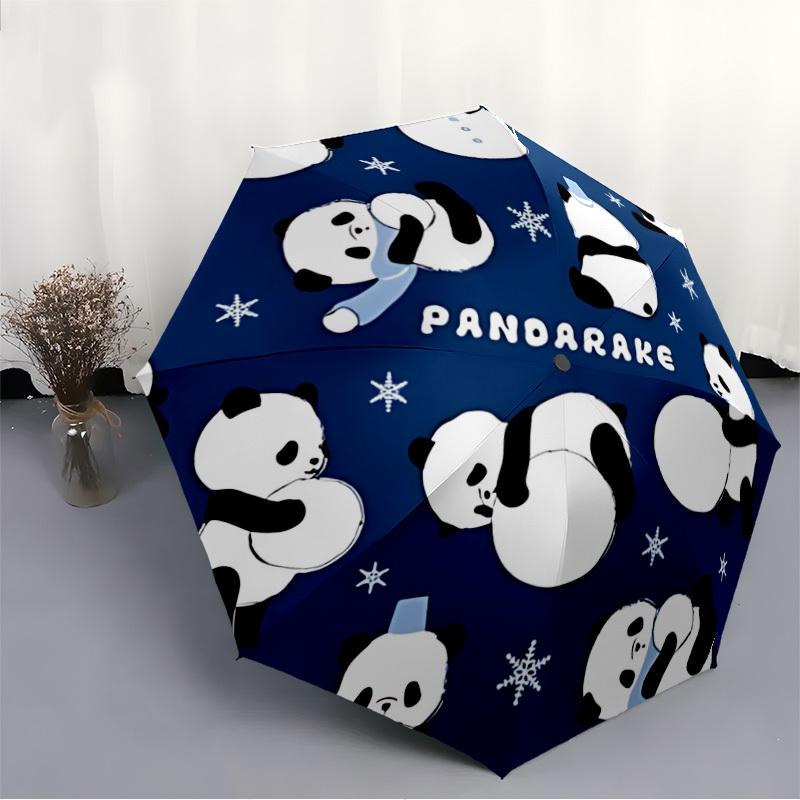 1pc Panda Snowflake Automatic Open/close, All-Season Portable Folding Umbrella, Travel, Everyday, Formal Events - Compact Luxury Parasol, Outdoor Acce