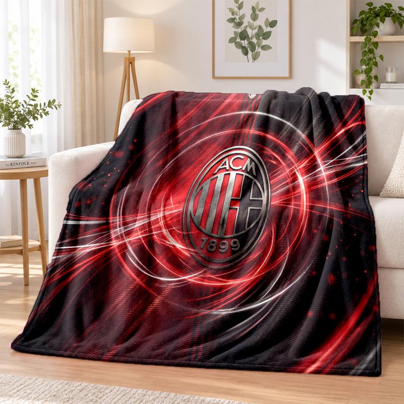 AC Milan Printed Flannel Blanket Warm Comfort Bed Throw For Indoor Home Decoration