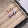 Стильные и простые фиолетовые квадратные серьги-гвоздики с бриллиантами, Серьги-гвоздики с взрывным темпераментом высокого класса, Сладкие и крутые серьги-дофамины.