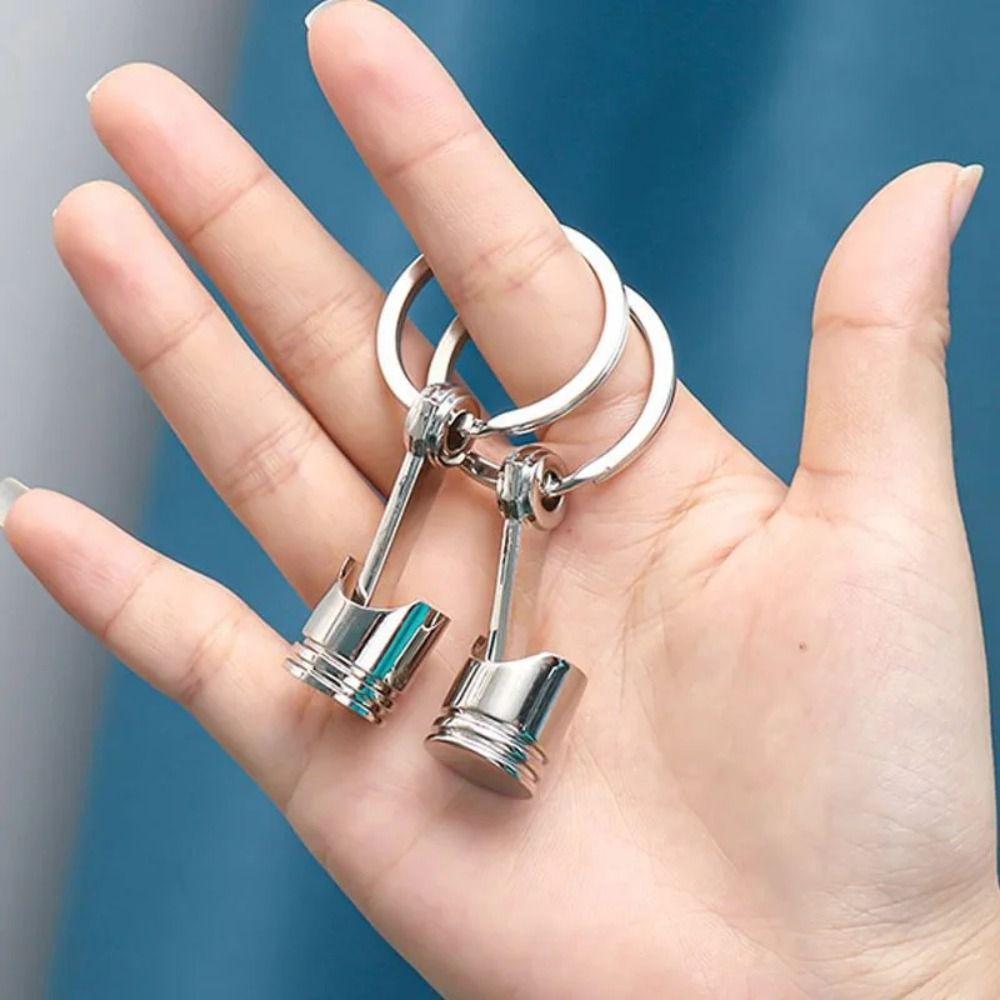 Car Accessories Piston Model Keyring Zinc Zinc Alloy Car Engine Piston Keychain Personality   Key Buckle