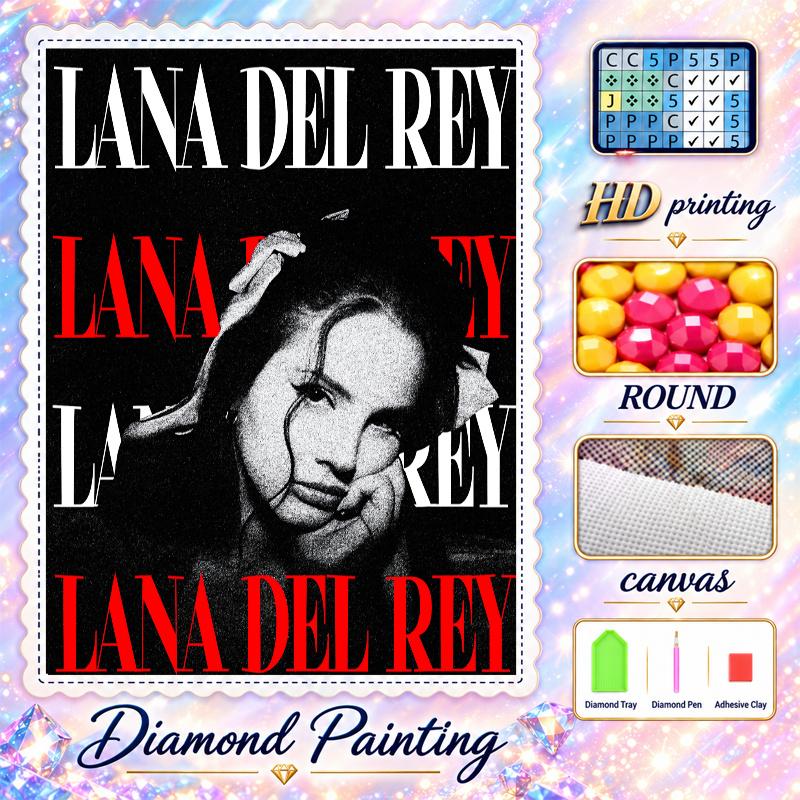 Lana Del Rey Diamond Painting Kit 5D Full Drill DIY Diamond Mosaic Wall Art Home Decor