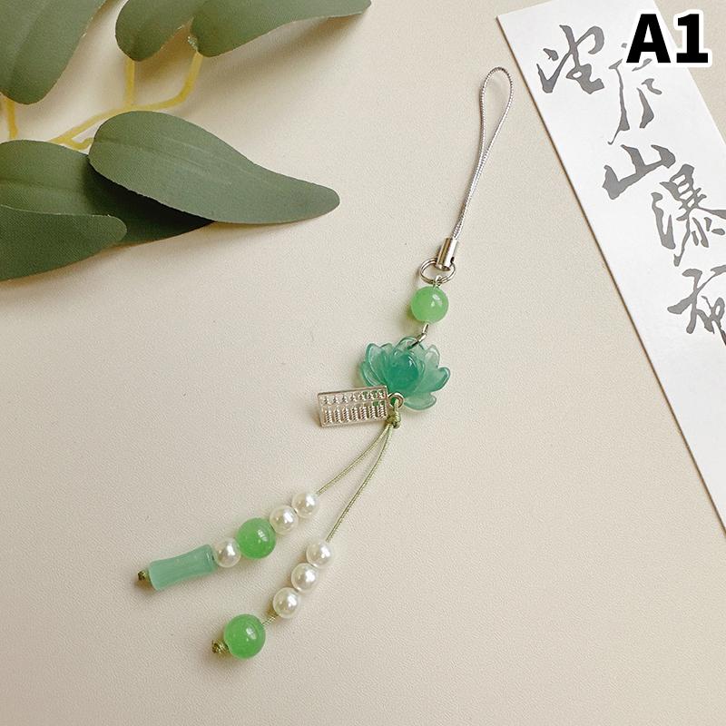 Подвеска в виде цветка лотоса, брелок, цепочка для телефона, бусины, украшения в китайском стиле, аксессуары, подарки, цепочка для камеры, сумка, кулон