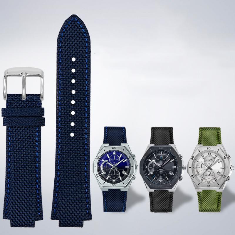 ONENew Нейлоновый холщовый ремешок для часов с кожаным дном для серии Casio Edifice GST-B400 EFB-680 ECB-10D Ремешок для часов Силиконовый ремешок БраслетMN