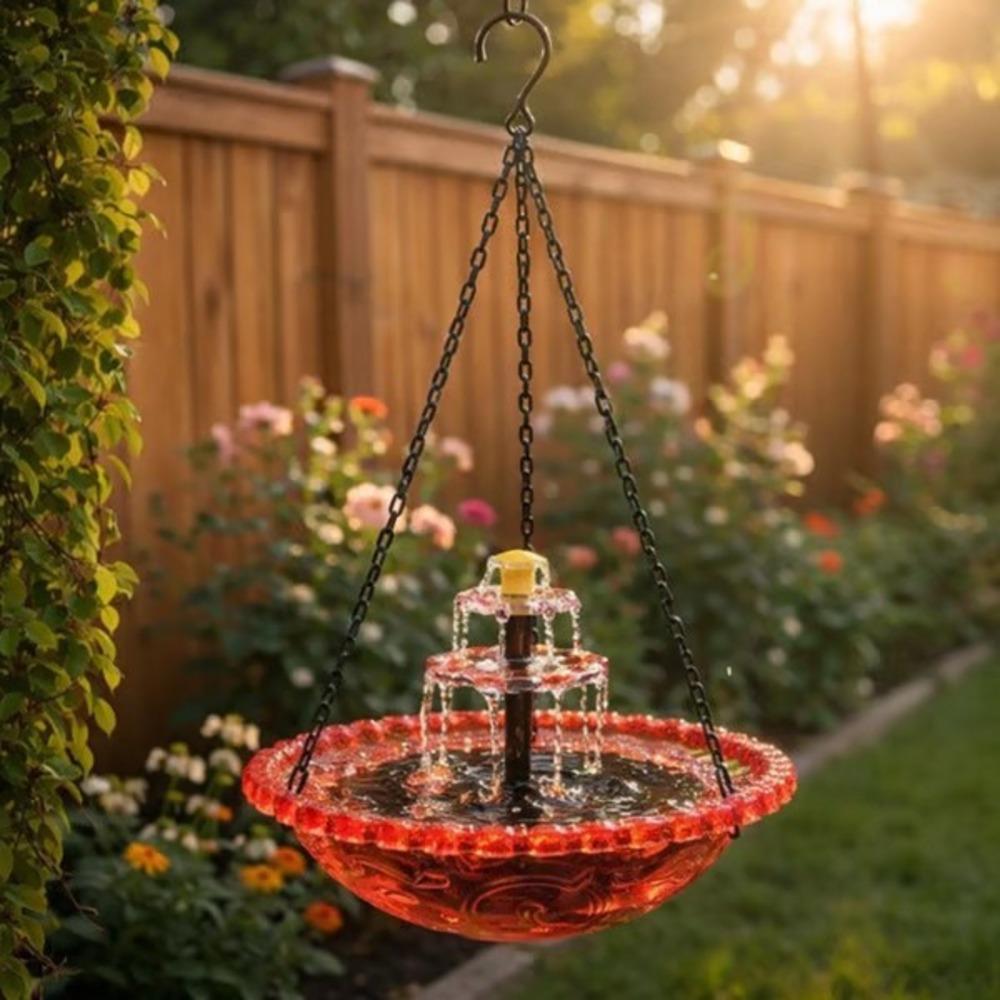 Hanging Bird Feeder Bird Bath Garden Decoration Hummingbird Balcony Single Double Layer Solar Fountain Blue Purple Pink Gray