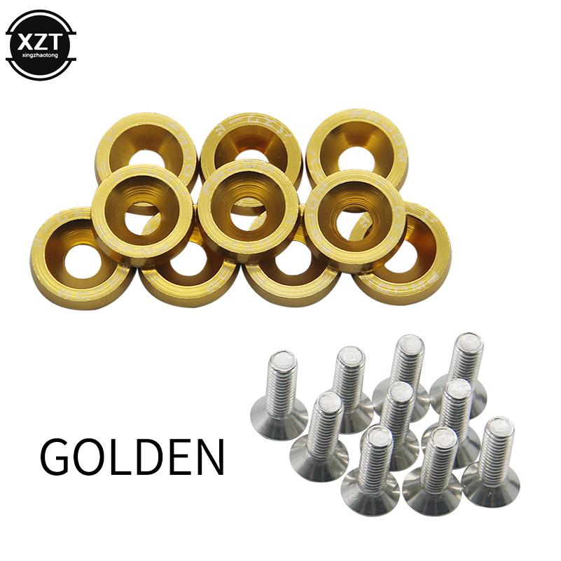 Car Styling 10PCS M6x20mm Red JDM Bolt Aluminum Fender Bumper Washer License Plate Bolt Engine Bay Dress Screw Billet Kit