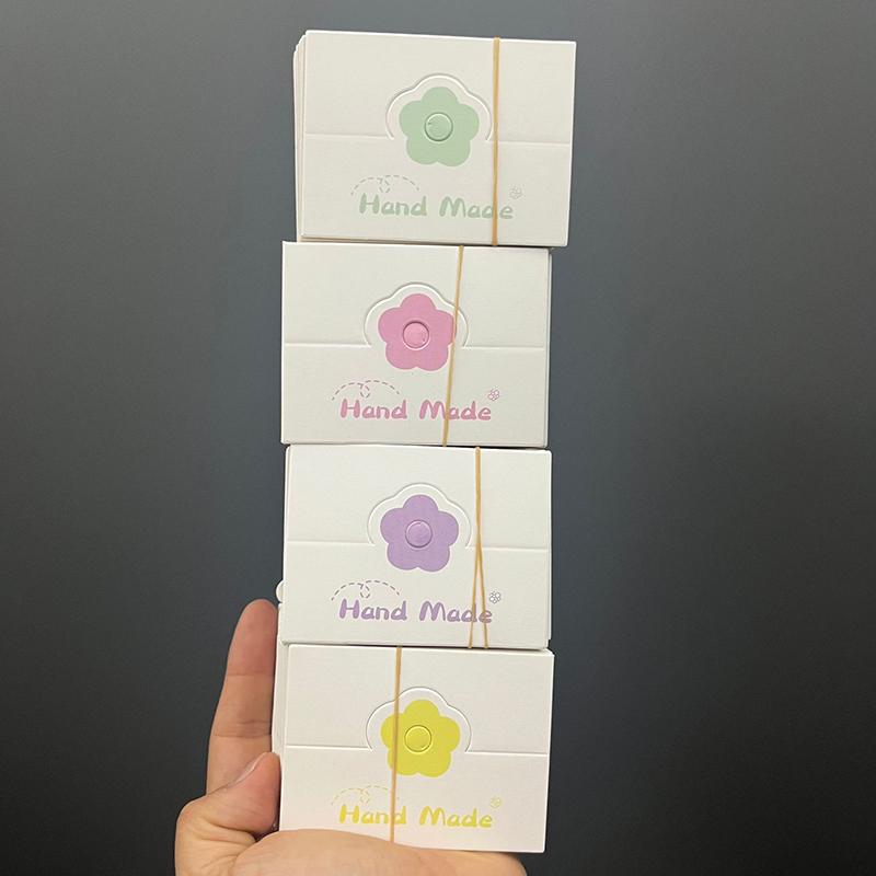 100Pcs/Lot Foldable Packaging Paper Cards Colorful Flowers Cards For Handmade Jewelry Retail Hang Tag Flowers Display Cardboard