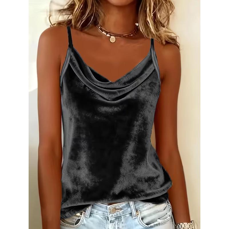 QICED Women's Fashion Casual Solid Color Print Sleeveless V-Neck Blouses & Shirts