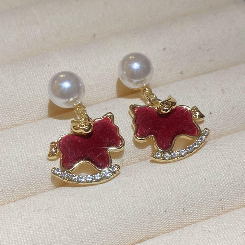 Sparkle Pony Pearl Earrings Cute Ear Studs Delicate Firework pearl earrings Women