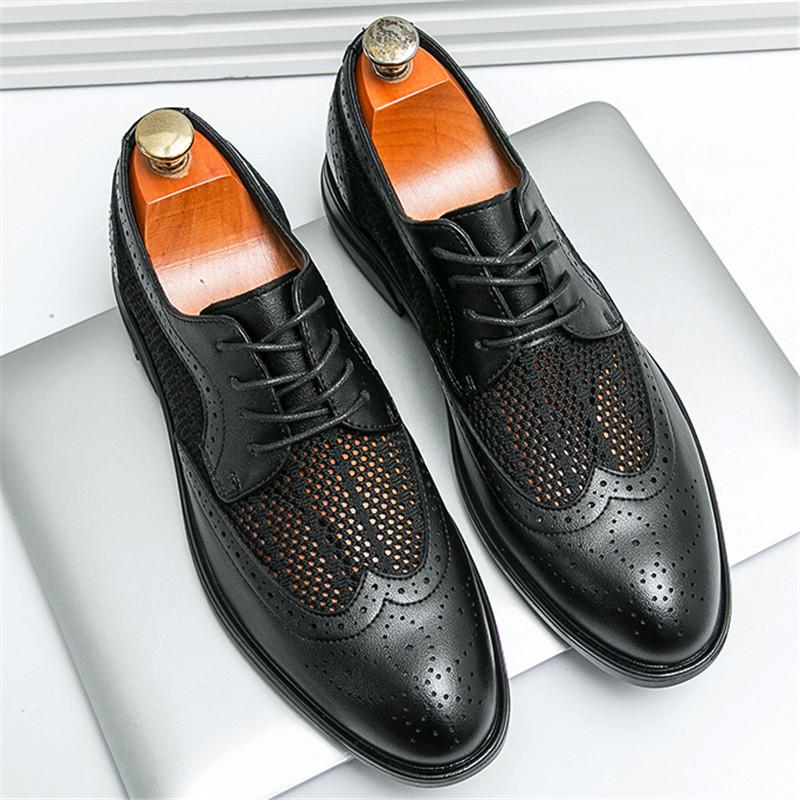 Summer Fashion New Men's Pointed Breathable Patent Leather Oxford Shoes Designer Formal Wedding Prom Dress Homecoming Footwear