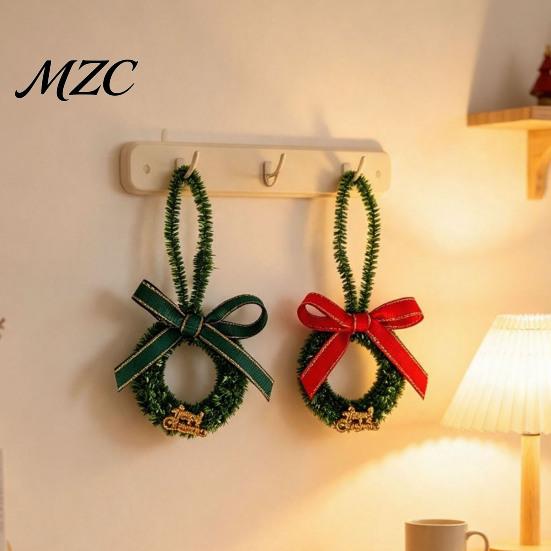 Christmas Tree Pendant Mini Wreath Ornament, Miniature Artificial with Bow, Holiday Hanging Decorations Pinecone, Xmas for Party