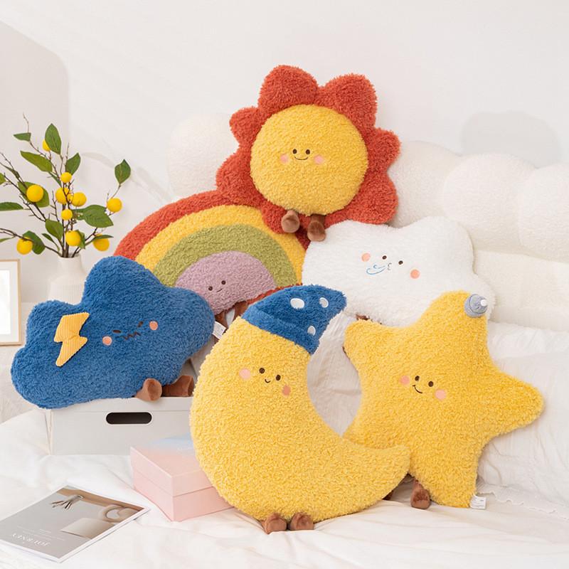 Rainbow Pattern Plush Cushion With Bright Colors For Girls Room And Cozy Spaces