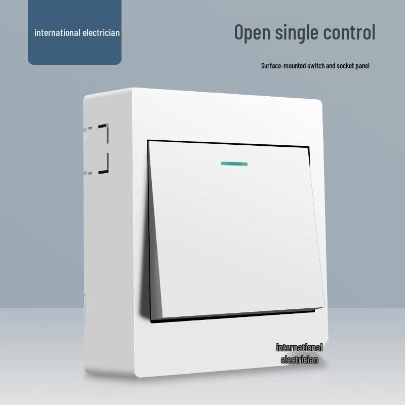 Двухклавишный настенный выключатель и панель розетки типа 86 с открытой проводкой и пятью отверстиями