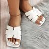 Women's Square Toe Flat Slides, Casual Open Toe Slip On Slide Sandals, Versatile Daily Slide Shoes