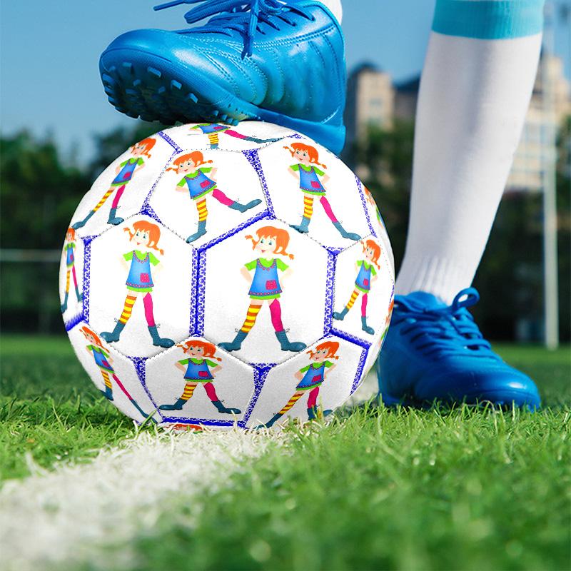 Pippi Longstocking Print Size 5 Soccer Ball, PU Wear Resistant Football for Match Training and Daily Practice, Birthday Gift for Soccer Fans