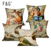 Michelangelo Famous Oil Painting Print Throw Pillow Case Italian Mural Decoration Pillowcase Sofa Cushion Cover