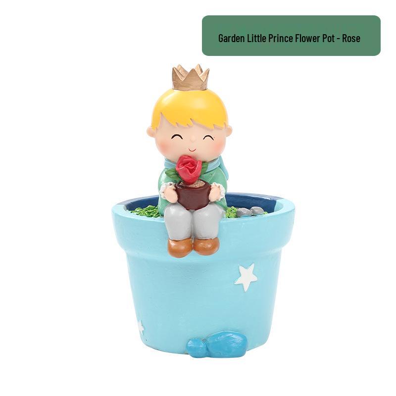 Charming Little Prince Fairy Tale Flower Pot for Succulents - Creative Desktop Decor