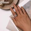 BAMOER, классическое кольцо из стерлингового серебра 925 пробы с крестом, регулируемое кольцо в стиле ретро с сердечком и цирконом для женщин, вечерние ювелирные изделия