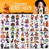 10pcs Halloween Tattoo Stickers Cartoon Pumpkin Ghost Bat Spider Temporary Sticker Kids Birthday Party Favors Boy Girl Gifts
