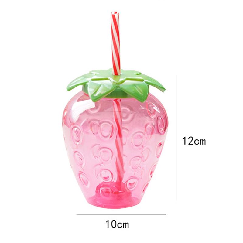 500 мл симпатичная чашка для клубники с соломой и клубникой, высококачественная пластиковая чашка, портативная бутылка для воды