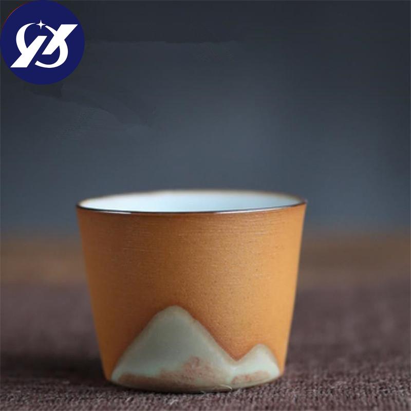 Hand Painted Mountain Ceramic Teacups Coarse Pottery C Nese Kung Fu Tea Set Handmade Teaware