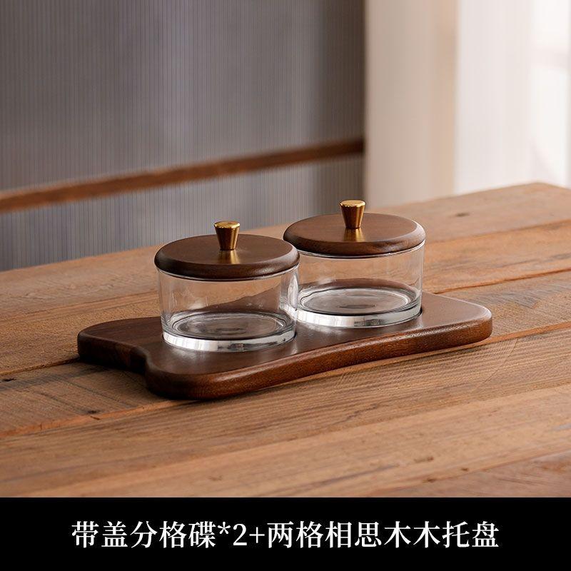 Фруктовый поднос для гостиной, бытовая тарелка для закусок из акации, легкая, роскошная, высококачественная, стеклянная, чайный столик, отделение для конфет, поднос для сухофруктов