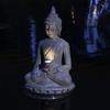 Статуя Будды с солнечным лотосом, сидящая в медитации, скульптура Будды, освещенная дзен-садовым декором, статуэтка Будды из смолы для наружного использования, патио, двора