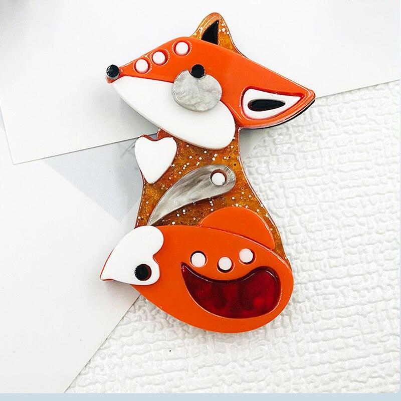Blucome Acrylic Animal Brooch Lovely Fox Corsage for Women Girls Coat Hat Hijab Pins