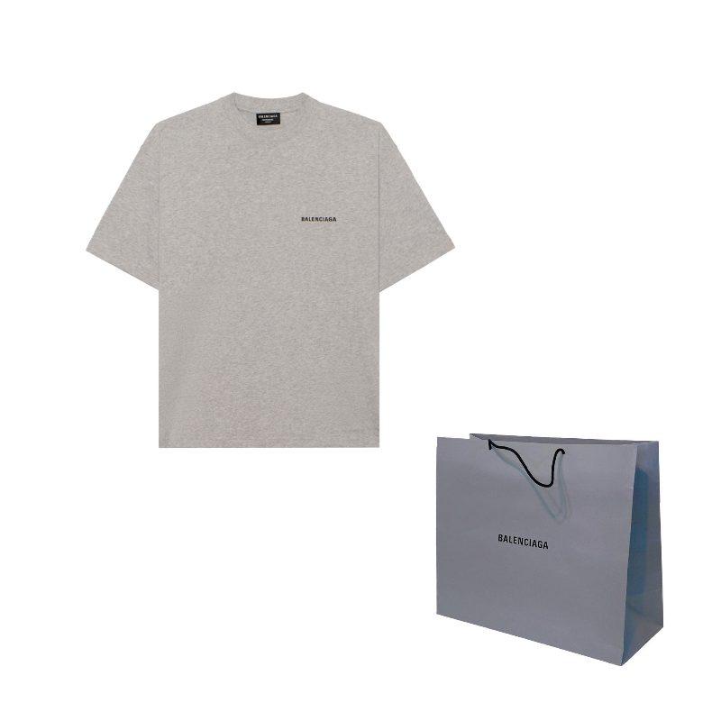 Balenciaga Футболки Мужские Серые С Круглым Вырезом Умеренный Прямой Крой 612966TIVG51167