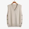 Осень Новая Женская Одежда V-образный вырез Все Подходит Элегантный Жилет Свитер Пуговица на Плече Стиль Колледжа Свободный Винтаж