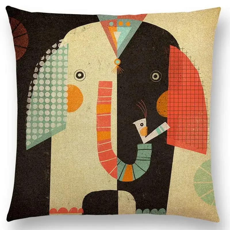 Абстрактная Фэнтези Животные Живопись Наволочка для Подушки-Пледа на Диван Такса Сова Кошка Собака Белка Кролик Лиса Слон