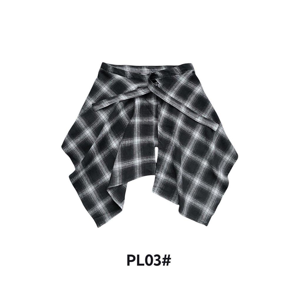 High Street Punk Tie-Waist Plaid Layered Men's Assymetric Top