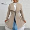 Women Mid-Length Overcoat Jacket Windproof Lapel Collar Coat for Ladies Warm Stylish Outerwear for Spring Autumn