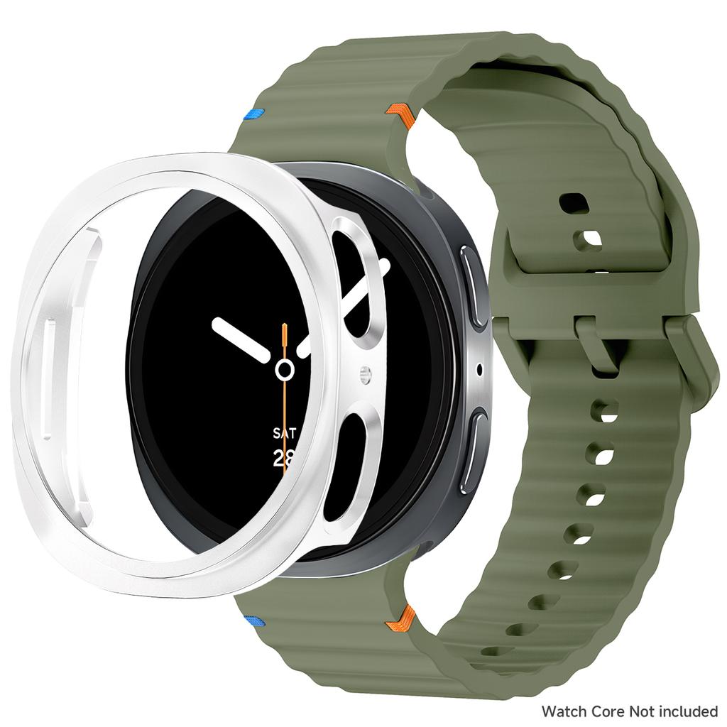 НОВЫЙ ЧЕХОЛ ДЛЯ ПК+СИЛИКОНОВЫЙ РЕМЕШОК для Samsung Galaxy Watch 8 40мм 44мм Браслет Полый Защитный Чехол Для Galaxy Watch 8 Classic 46мм Аксессуары