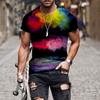 Summer Colorful 3D Digital Printed Short Sleeve Casual Loose Round Neck T-Shirts Men’s
