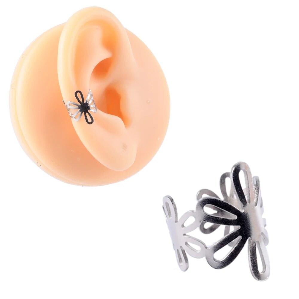 Серьги-клипсы из хирургической стали, 1 шт., серьги-клипсы для ушей, хрящевой раковины, манжеты, регулируемый размер, обруч для носа, непрокалывающее кольцо для губ, поддельные ювелирные изделия