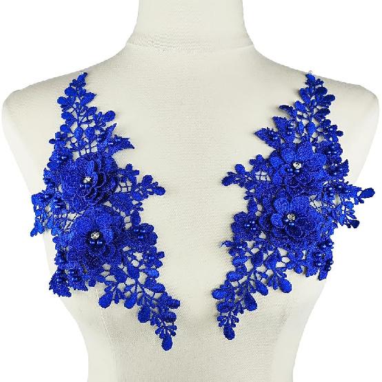 1 пара кружевных аппликаций с цветами, расшитых бисером и стразами, пришивные вышитые нашивки, аппликации для декора свадебного платья, DIY шитье, рукоделие, украшение, черные 9,2 x