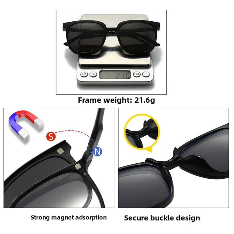 2 In 1 Magnetic Multi-Functional Night Vision Driving Sunglasses Magnetic Clip-On Lens Myopia Frames Polarized Sun Protection
