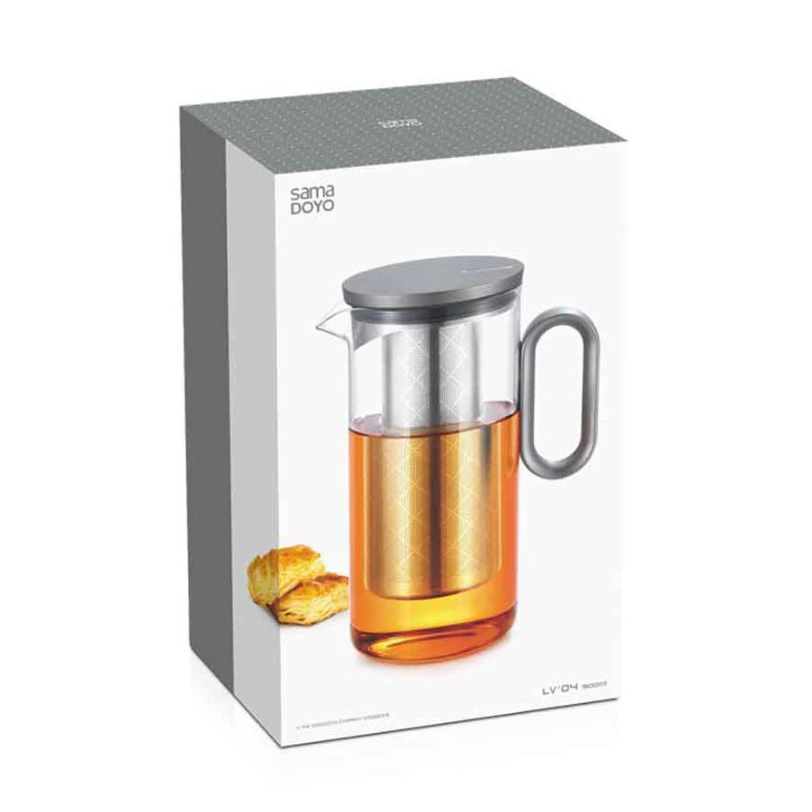 Samadoyo Heat-resistant Glass Tea Pot Aluminum Alloy Cup Lid Modern Tea Pot with Filter Screen Tea Pot Boiling Pot Tea Set 900ML