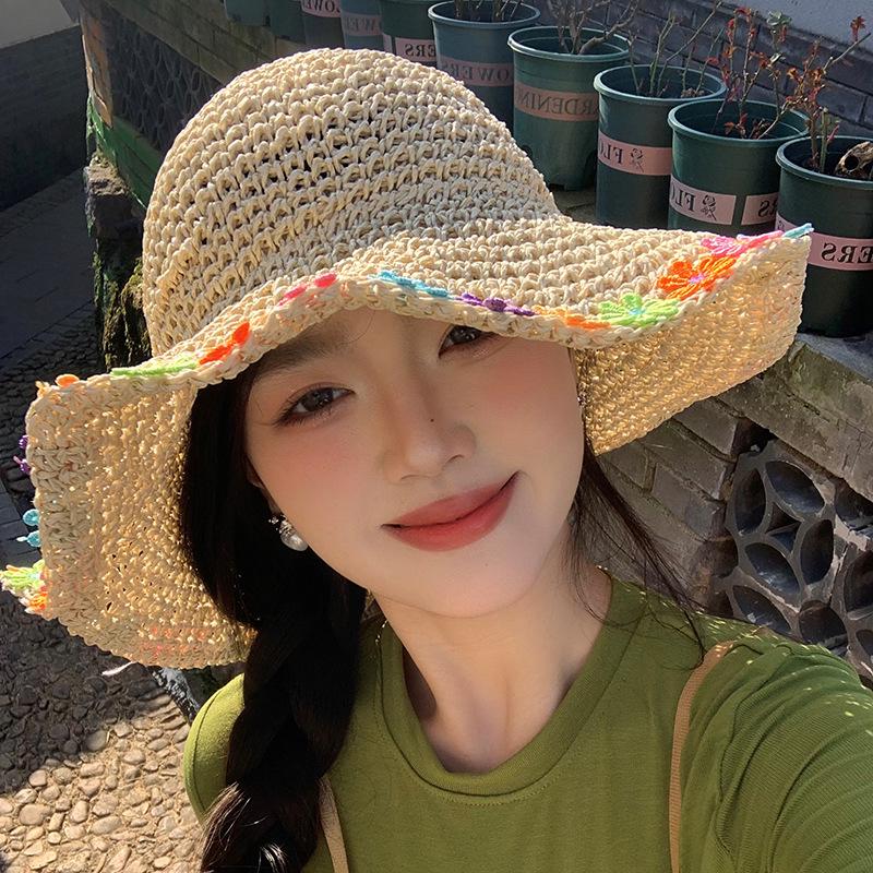 Women's Large Brim Foldable Breathable Straw Sun Hat for Summer Travel & Vacation