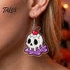 Акриловые украшения на Хэллоуин 1 пара сережек для женщин, 2D плоские милые мультяшные уникальные готические висячие серьги-призраки, черепа, праздничные подарки, костюм
