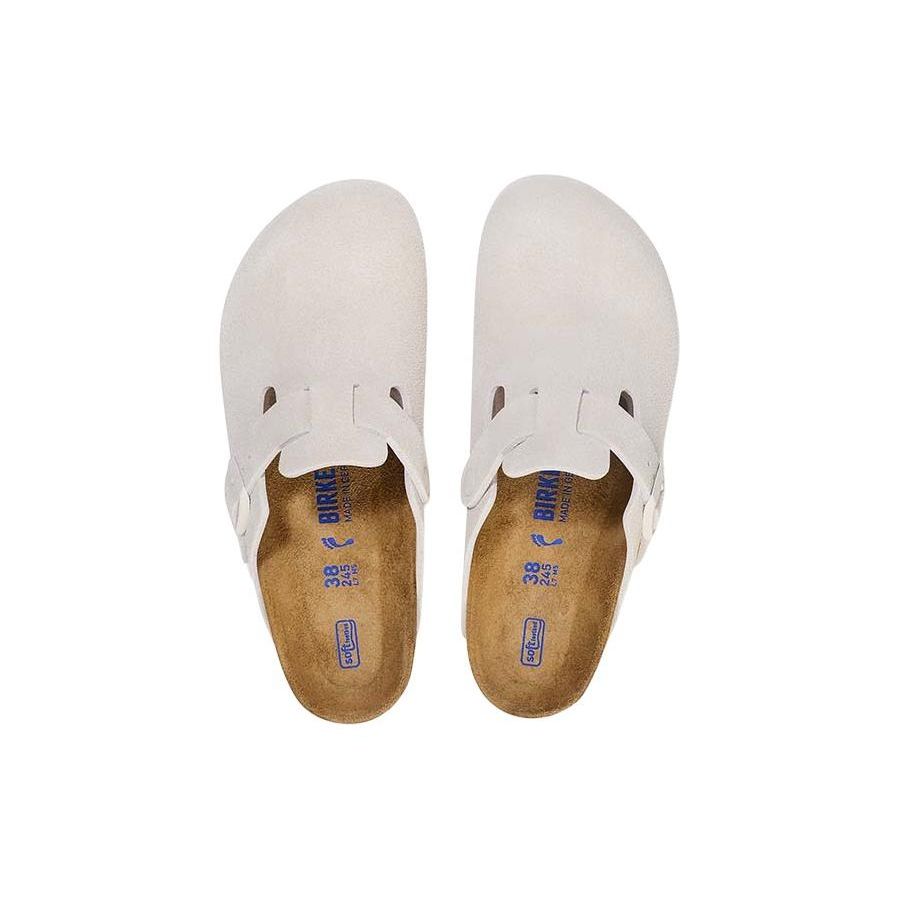 Birkenstock Бостонские кроссовки унисекс с мягкой стелькой из замши, узкие, цвет античный белый 1027693